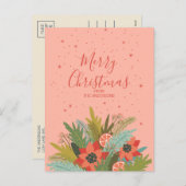 Colorful Retro KerstFloral Feestdagenkaart (Voorkant / Achterkant)