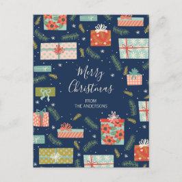 Colorful Retro Kerstmis Feestdagenkaart