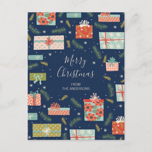 Colorful Retro Kerstmis Feestdagenkaart (Voorkant)