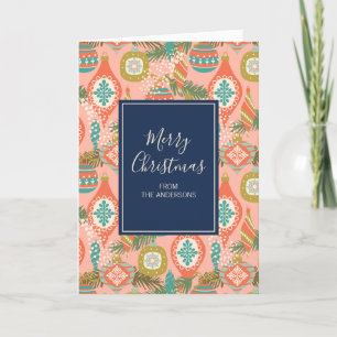 Colorful Retro-kerstversieringen Feestdagen Kaart