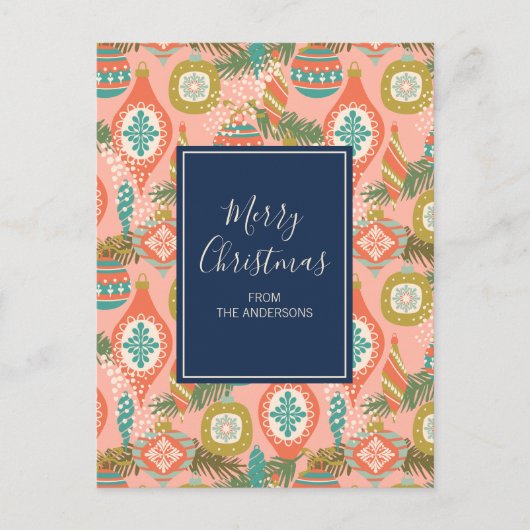 Colorful Retro-kerstversieringen Feestdagenkaart (Voorkant)