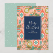 Colorful Retro-kerstversieringen Feestdagenkaart (Voorkant / Achterkant)