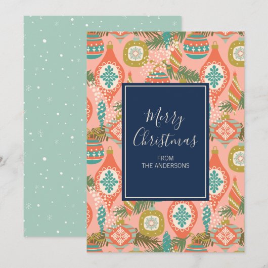 Colorful Retro-kerstversieringen Feestdagenkaart (Voorkant / Achterkant)