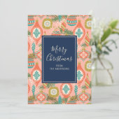 Colorful Retro-kerstversieringen Feestdagenkaart (Staand voorkant)