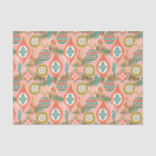 Colorful Retro-kerstversieringen Tissuepapier (Voorkant)