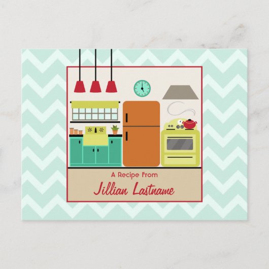 Colorful Retro Kitchen Recipe Briefkaart (Voorkant)