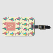 Colorful Retro Kite Pattern Monogram Bagagelabel (Voorkant (horizontaal))