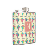 Colorful Retro Kite Pattern Monogram Heupfles (Rechts)