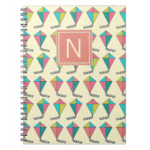 Colorful Retro Kite Pattern Monogram Notitieboek (Voorkant)