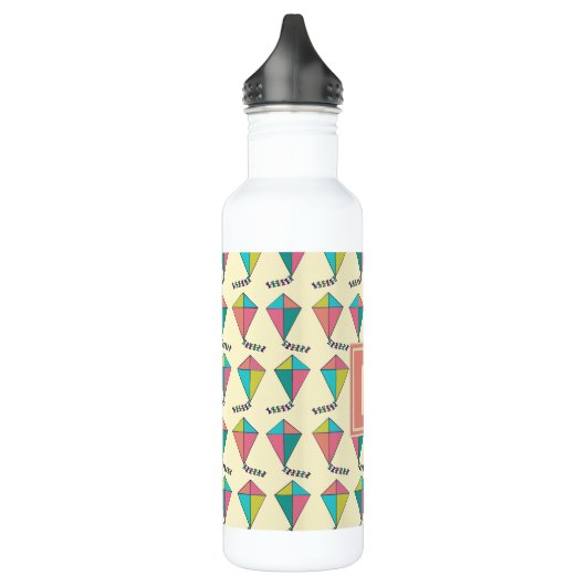 Colorful Retro Kite Pattern Monogram Waterfles (Links)