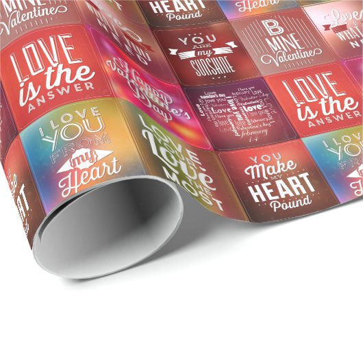 Colorful Retro Love Quottes Quilt Pattern 2 Cadeaupapier (Rol Hoek)