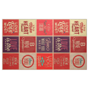 Colorful Retro Love Quottes Quilt Pattern Stof