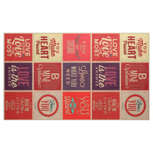 Colorful Retro Love Quottes Quilt Pattern Stof (Yard (91,4 cm))