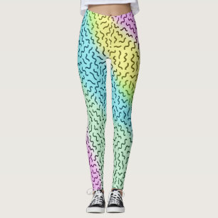 Colorful Retro Memphis Pattern Pastel Leggings