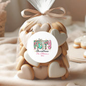 Colorful Retro  Merry Christmas Ronde Sticker