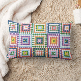 Colorful Retro Mid-Century Mid-Mod Crochet Blossom Kussen