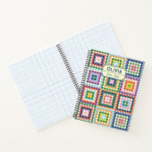 Colorful Retro Mid-Century Mid-Mod Crochet Blossom Notitieboek (Binnen)