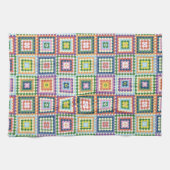 Colorful Retro Mid-Century Mid-Mod Crochet Blossom Theedoek (Horizontaal)