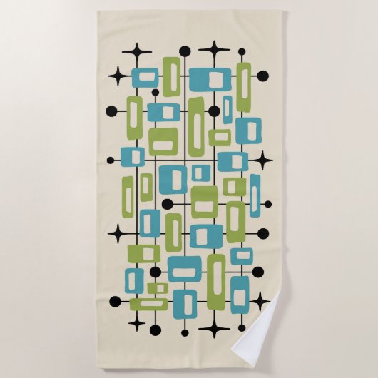 Colorful Retro Mid Century Modern Atomic Abstract Strandlaken (Voorkant)