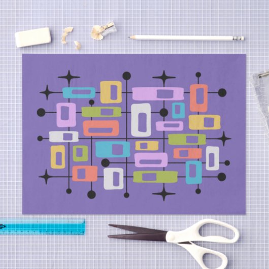 Colorful Retro Mid Century Modern Atomic Abstract Tissuepapier (Craft)