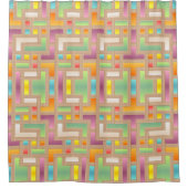 Colorful Retro Mosaic Geometrical Abstract Douchegordijn (Voorkant)
