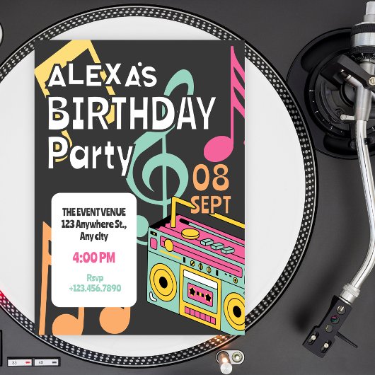 Colorful retro music notes kaart