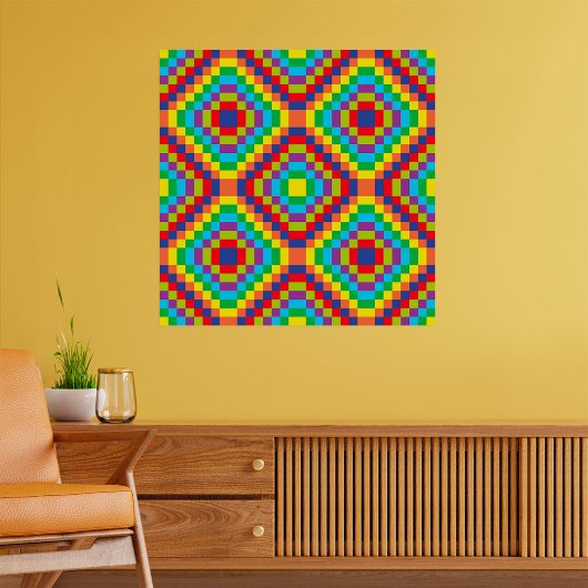 Colorful Retro Optical Illusion Geometric Rainbow Poster