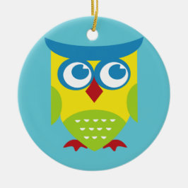 Colorful Retro Owl Keramisch Ornament