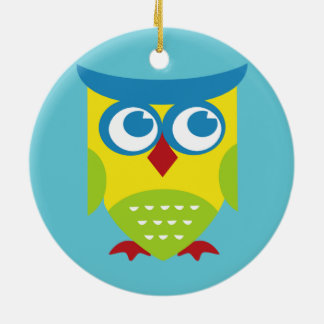 Colorful Retro Owl Keramisch Ornament