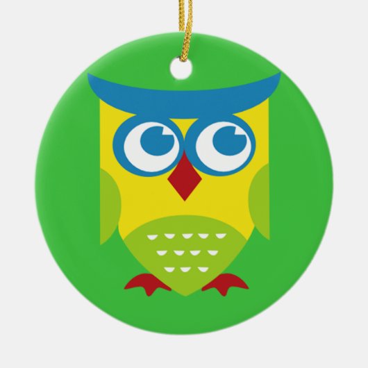 Colorful Retro Owl Keramisch Ornament (Voorkant)