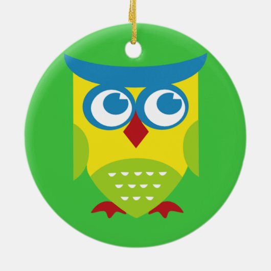 Colorful Retro Owl Keramisch Ornament (Achterkant)