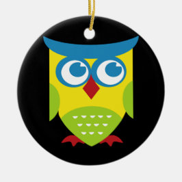 Colorful Retro Owl Keramisch Ornament