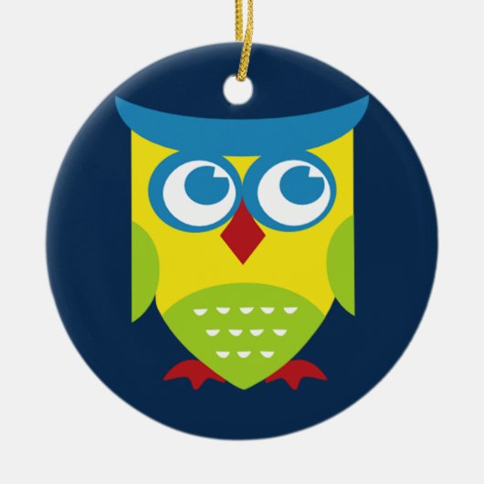 Colorful Retro Owl Keramisch Ornament (Voorkant)