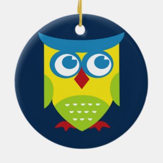 Colorful Retro Owl Keramisch Ornament