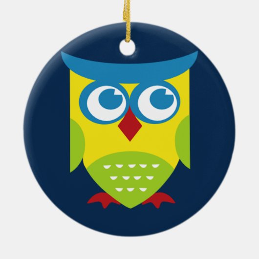 Colorful Retro Owl Keramisch Ornament (Achterkant)