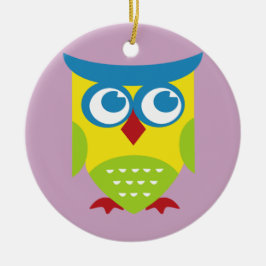 Colorful Retro Owl Keramisch Ornament