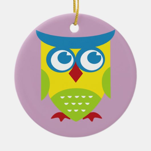 Colorful Retro Owl Keramisch Ornament (Voorkant)