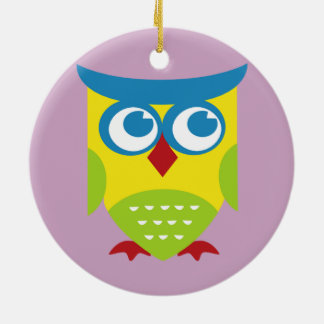 Colorful Retro Owl Keramisch Ornament