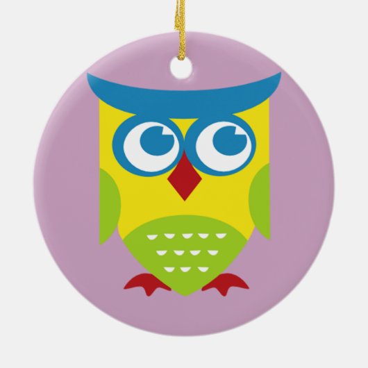 Colorful Retro Owl Keramisch Ornament (Achterkant)