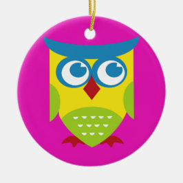 Colorful Retro Owl Keramisch Ornament