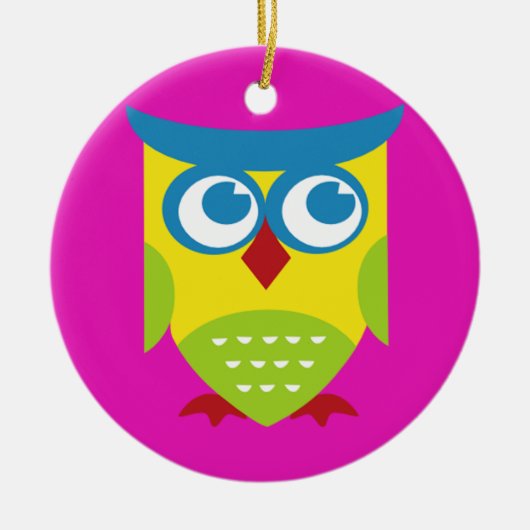 Colorful Retro Owl Keramisch Ornament (Voorkant)