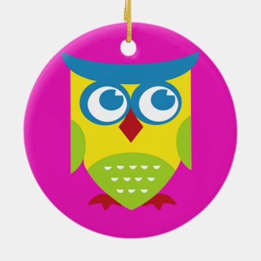 Colorful Retro Owl Keramisch Ornament (Achterkant)