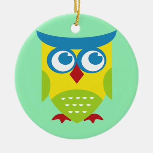 Colorful Retro Owl Keramisch Ornament (Voorkant)