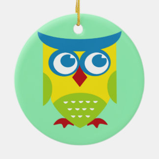 Colorful Retro Owl Keramisch Ornament
