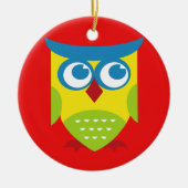 Colorful Retro Owl Keramisch Ornament (Voorkant)