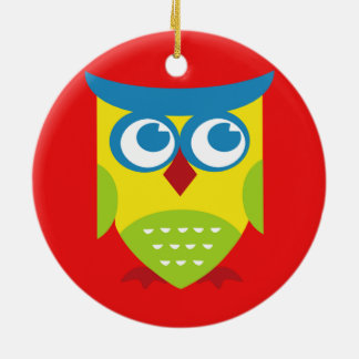 Colorful Retro Owl Keramisch Ornament