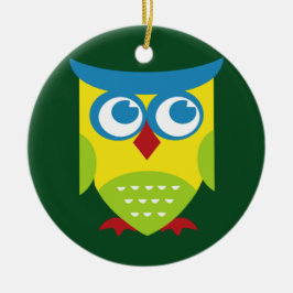Colorful Retro Owl Keramisch Ornament