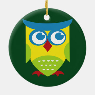 Colorful Retro Owl Keramisch Ornament