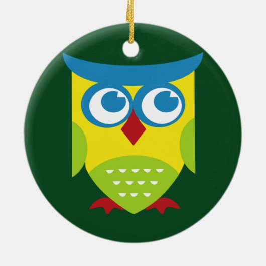 Colorful Retro Owl Keramisch Ornament (Achterkant)