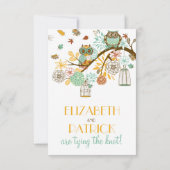 Colorful Retro Owls Fall Wedding RSVP Card (Achterkant)